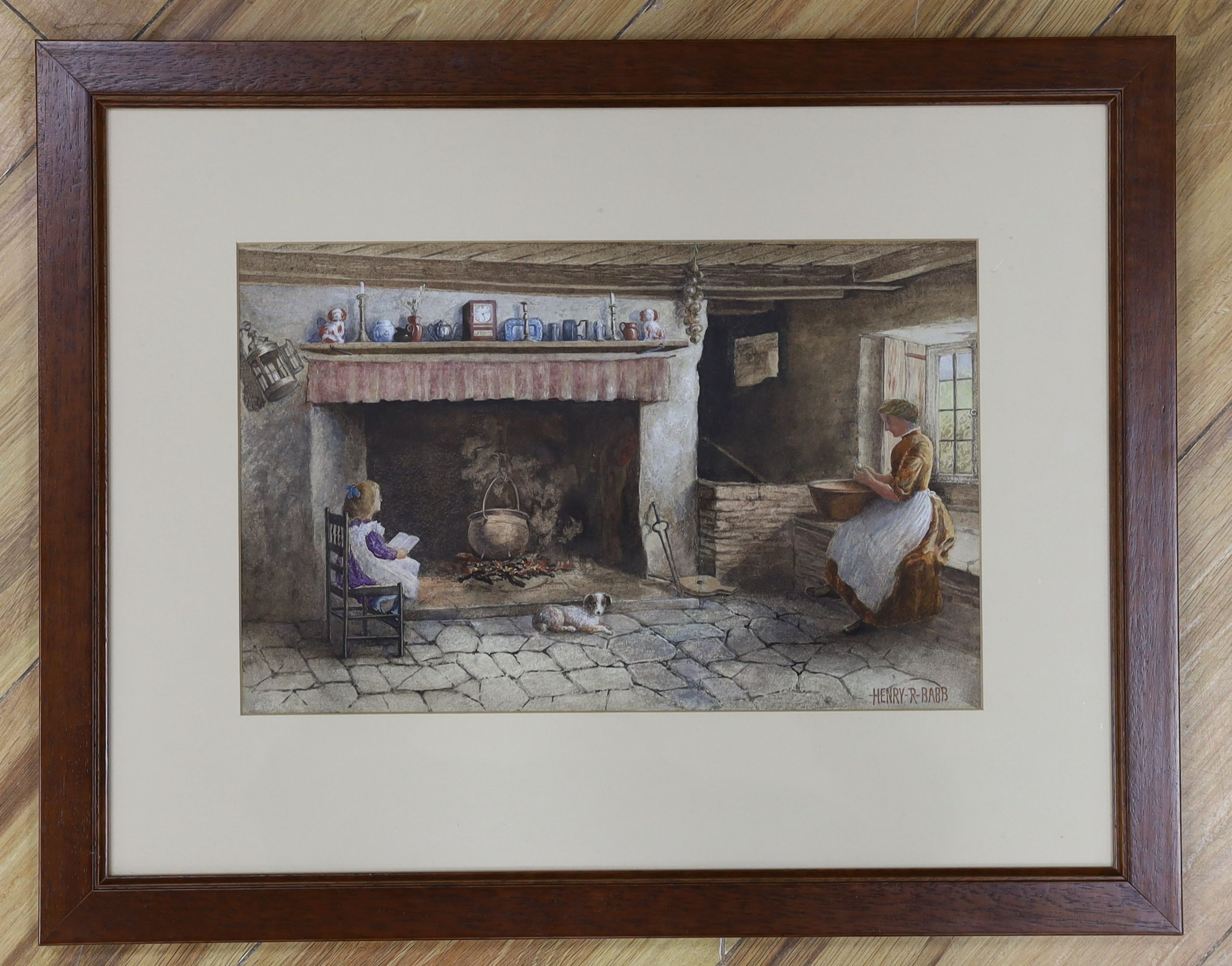 Henry R. Batt, watercolour, 'A Dartmouth hearth', signed, 21 x 33cm